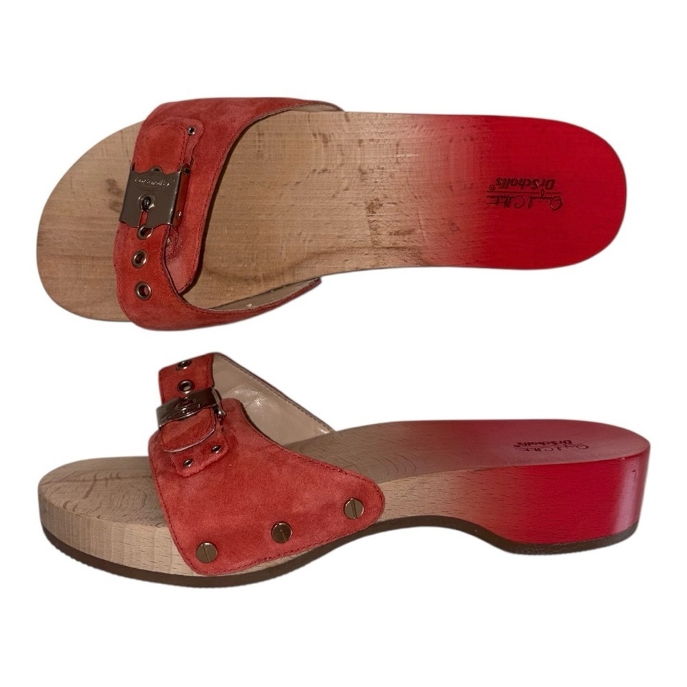 Dr Scholl’s Original Collection Wooden Leather Buckle Clog